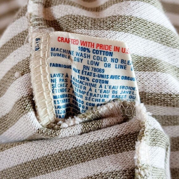 Men's Ashworth Collared Polo Cream/Green Striped Short Sleeve Size Medium - Picture 3 of 5